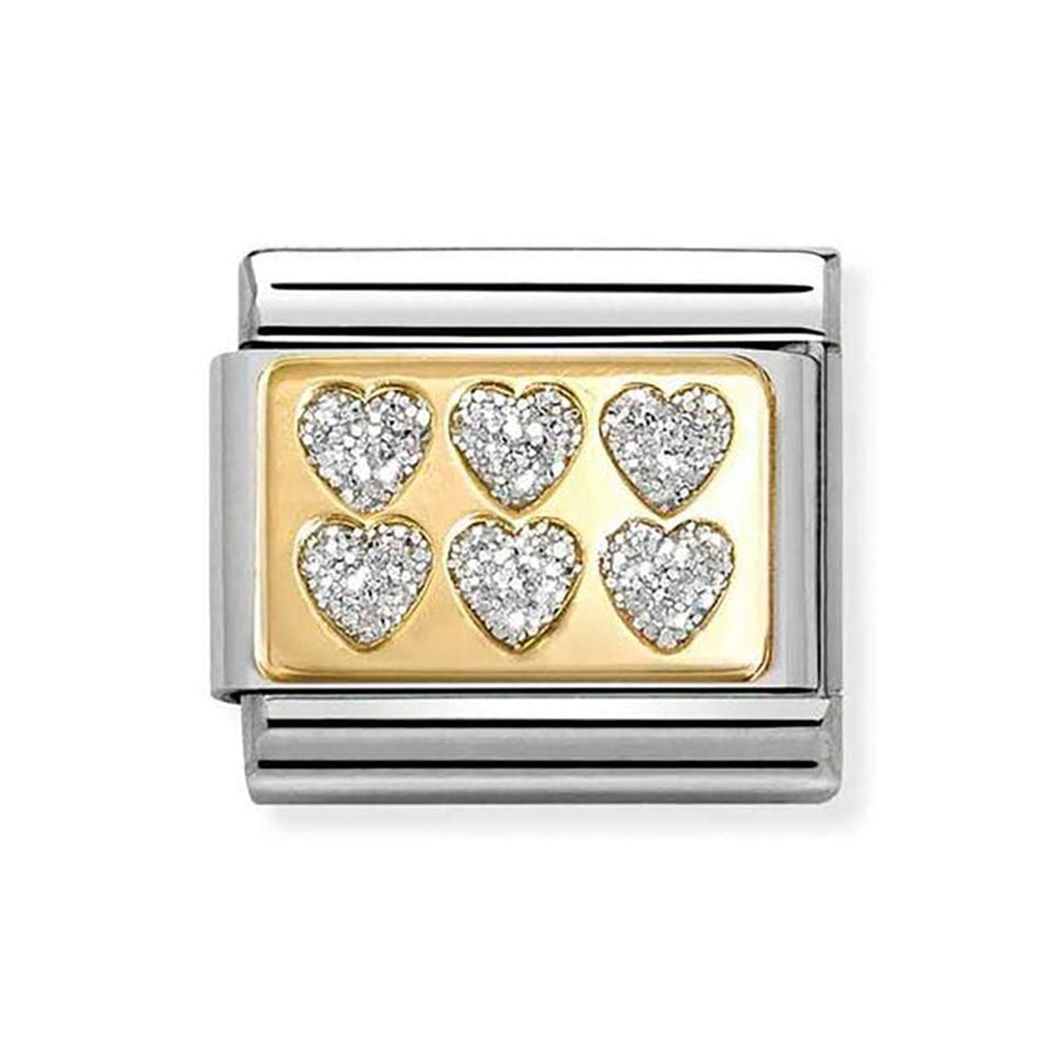 Nomination CLASSIC Gold Glitter Hearts Charm