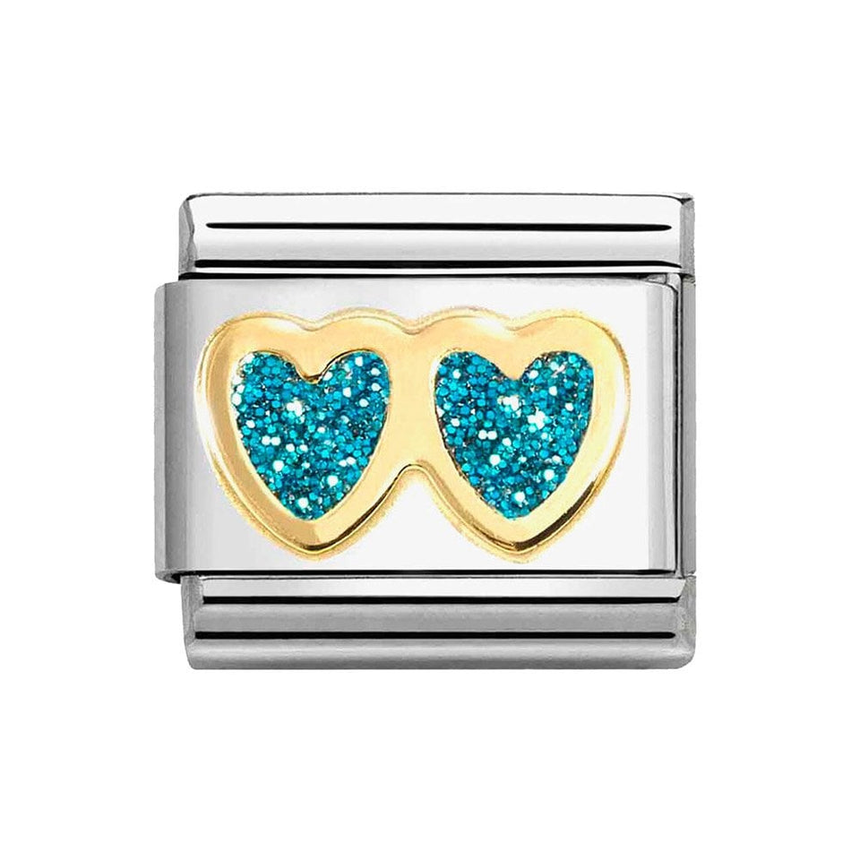 Nomination CLASSIC Gold Glitter Hearts Double Charm