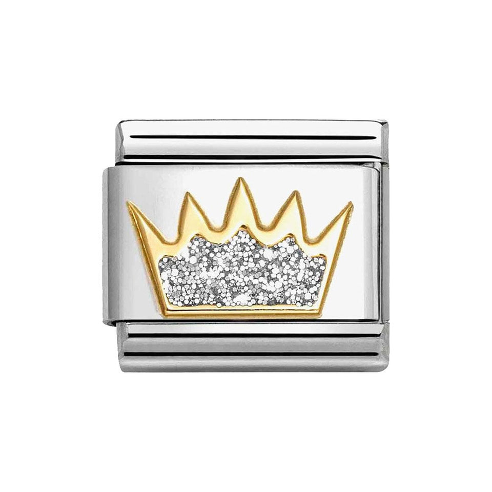 Nomination CLASSIC Gold Glitter Silver Crown Charm