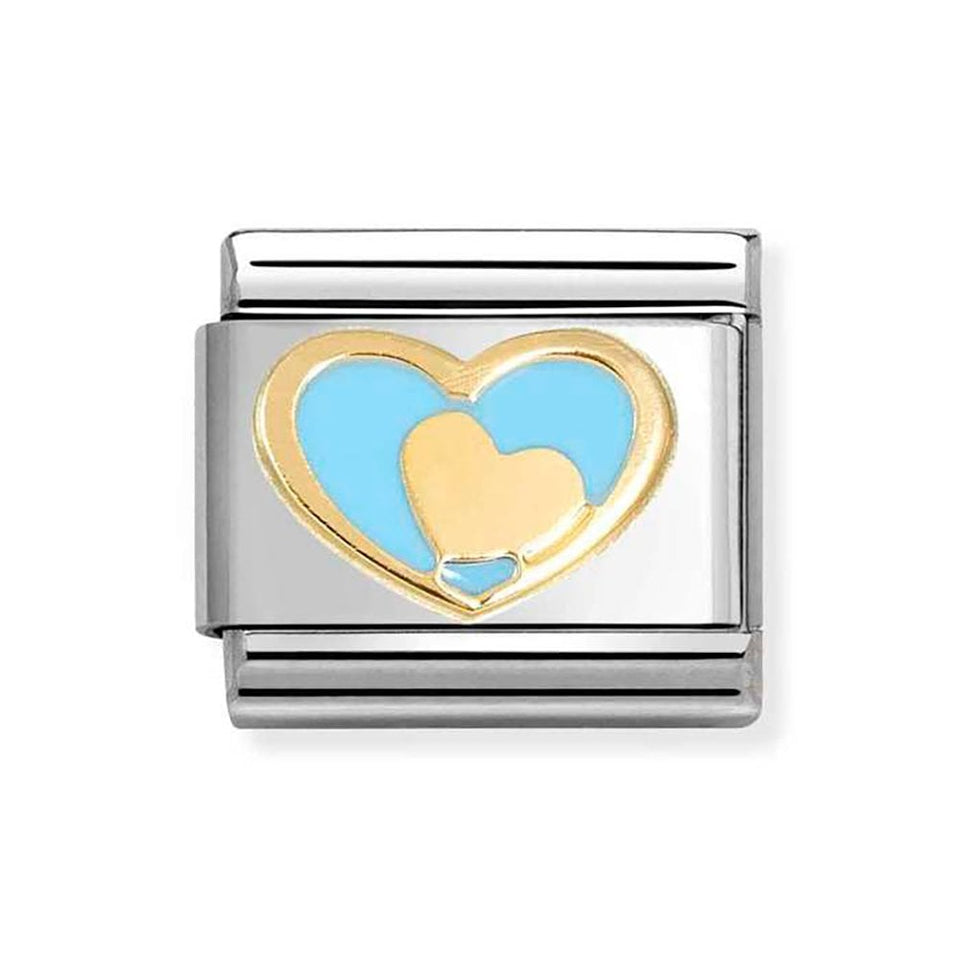 Nomination CLASSIC Gold Gold Heart in Blue Heart Charm