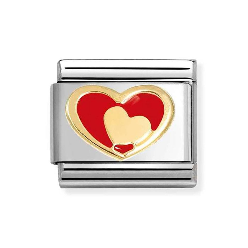 Nomination CLASSIC Gold Gold Heart in Red Heart Charm