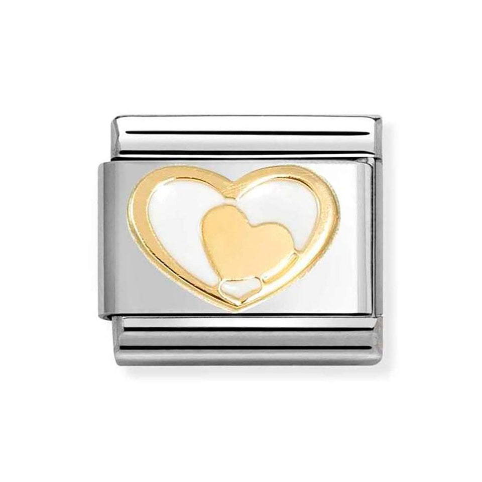 Nomination CLASSIC Gold Gold Heart in White Heart Charm