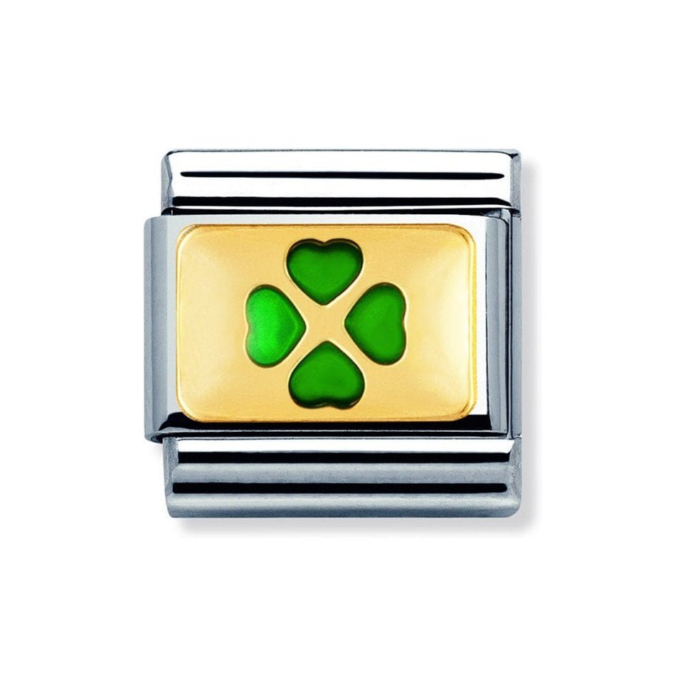 Nomination CLASSIC Gold Green Four Leaf Clover Charm