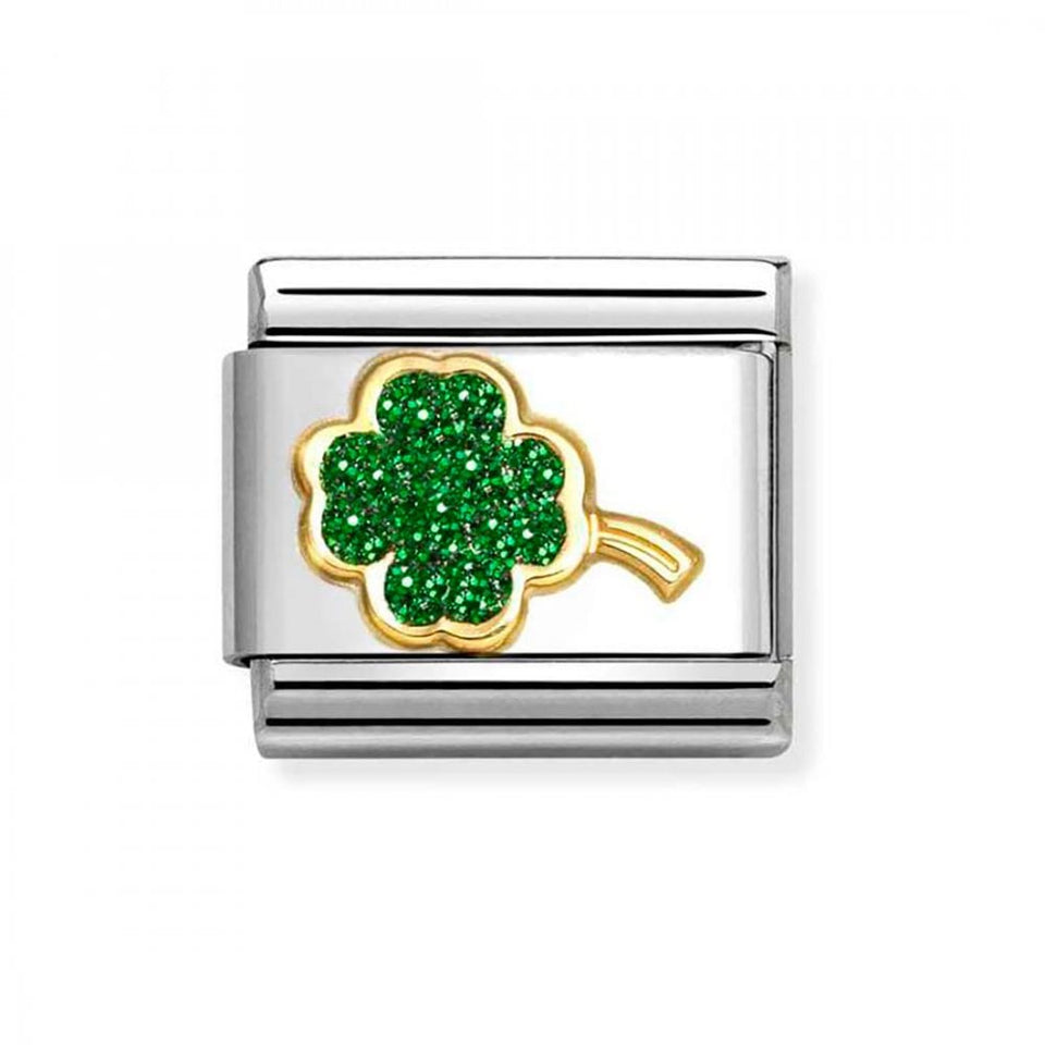 Nomination CLASSIC Gold Green Glitter Clover