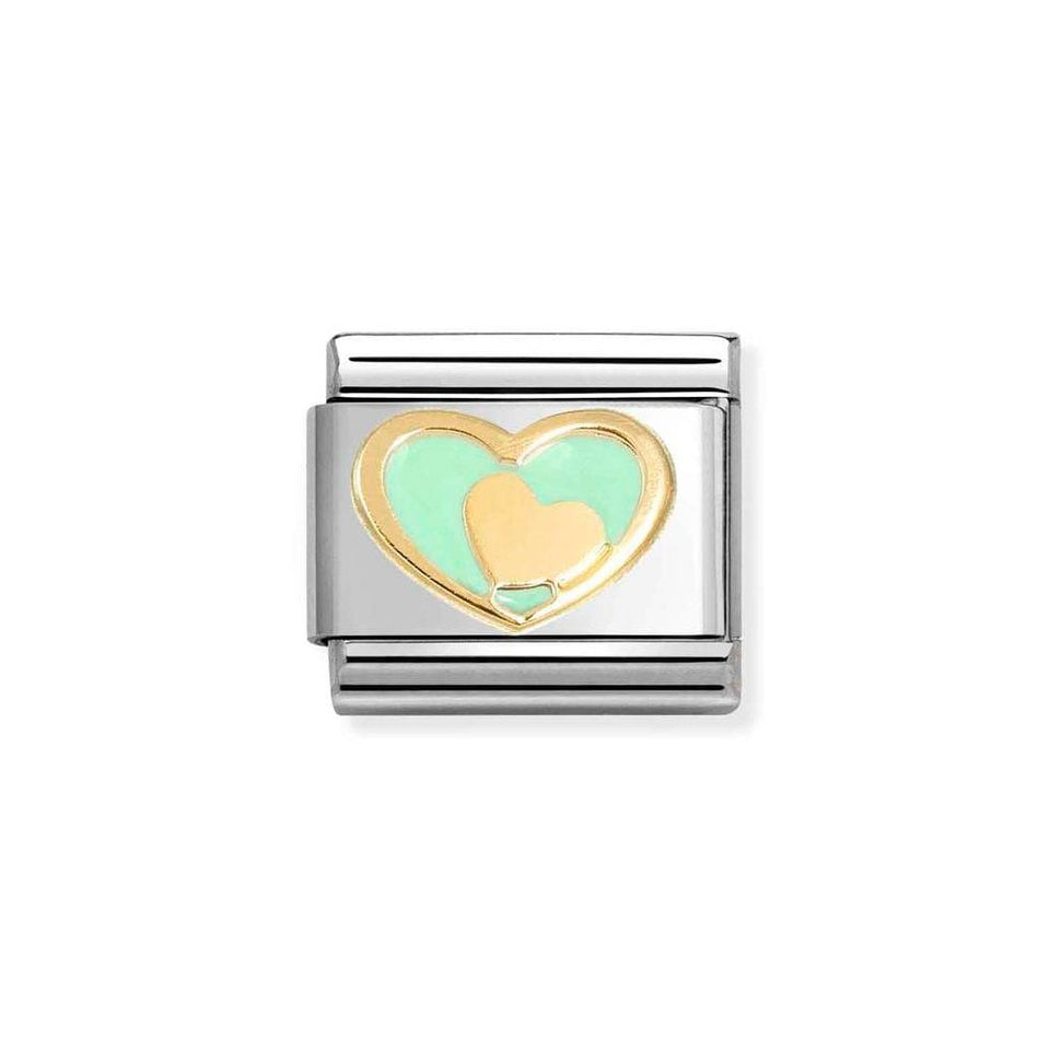 Nomination CLASSIC Gold Heart in Green Heart Charm