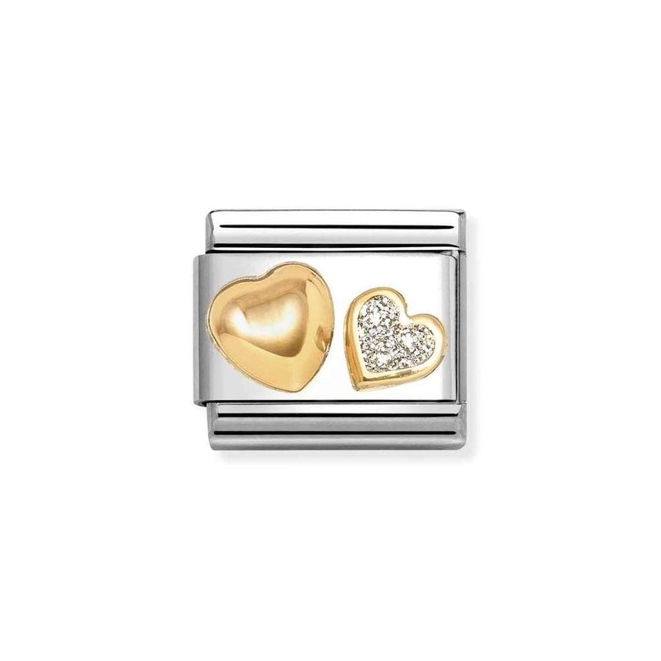Nomination CLASSIC Gold Heart & Rounded Heart Charm