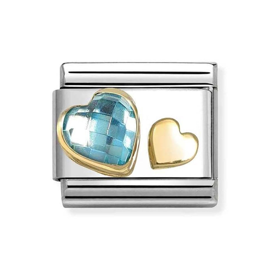 Nomination CLASSIC Gold Hearts with Blue Stone Charm
