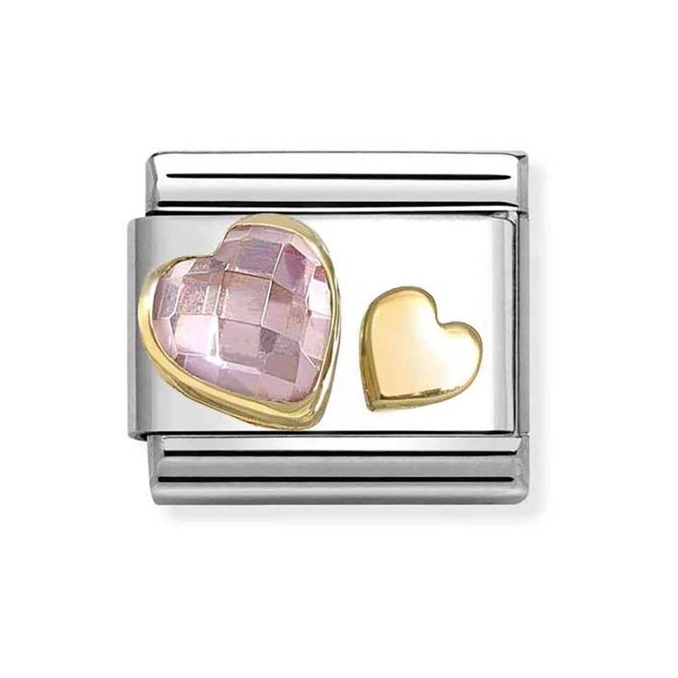 Nomination CLASSIC Gold Hearts with Pink Stone Charm
