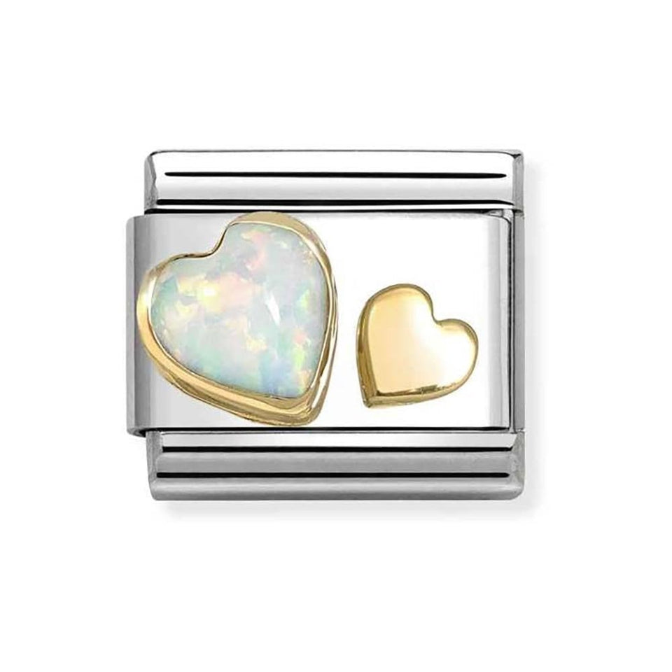 Nomination CLASSIC Gold Hearts with White Opal Charm