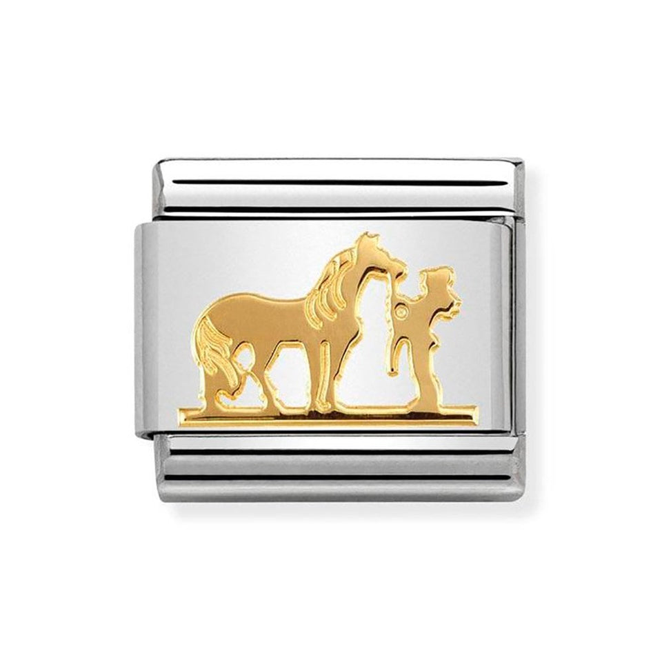 Nomination CLASSIC Gold Horse with Rider Charm