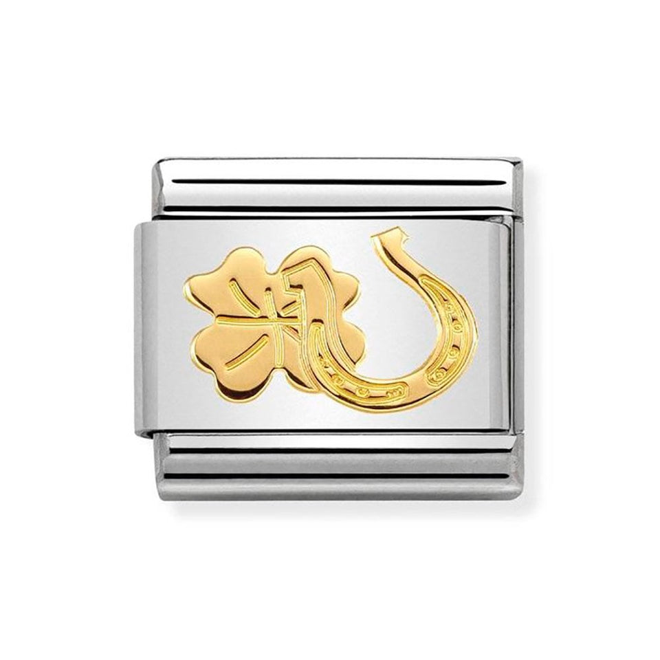 Nomination CLASSIC Gold Horseshoe and Clover Charm