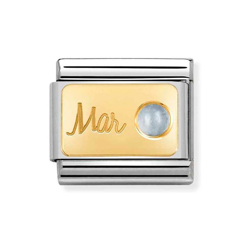Nomination CLASSIC Gold March Birthstone Charm (Aquamarine)