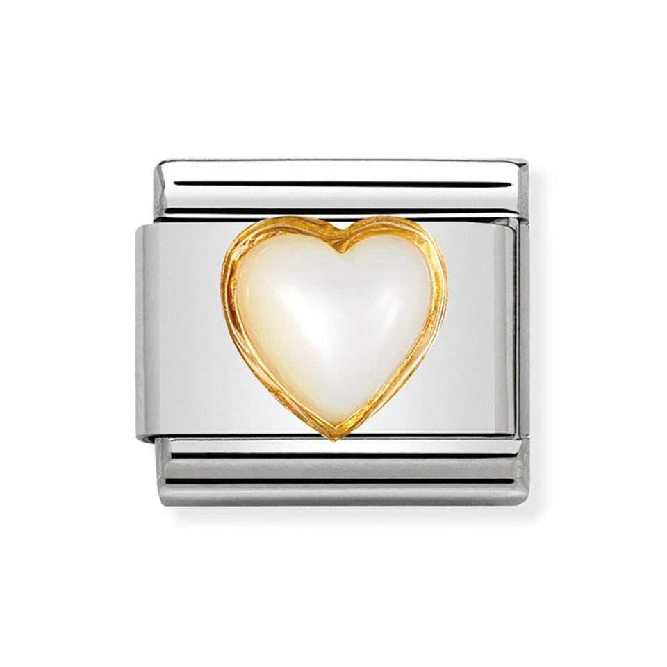 Nomination CLASSIC Gold Mother of Pearl Heart Charm