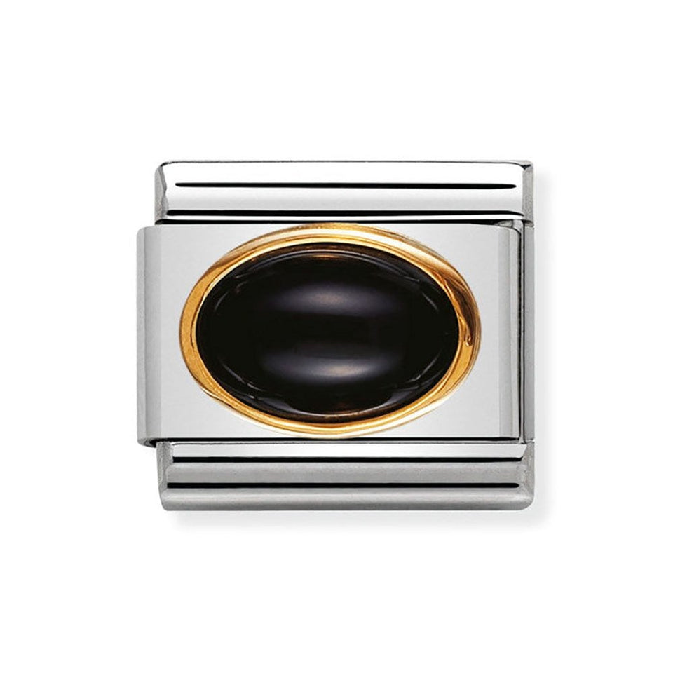Nomination CLASSIC Gold Oval Black Agate Charm