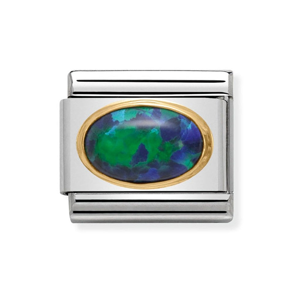 Nomination CLASSIC Gold Oval Green Opal Charm
