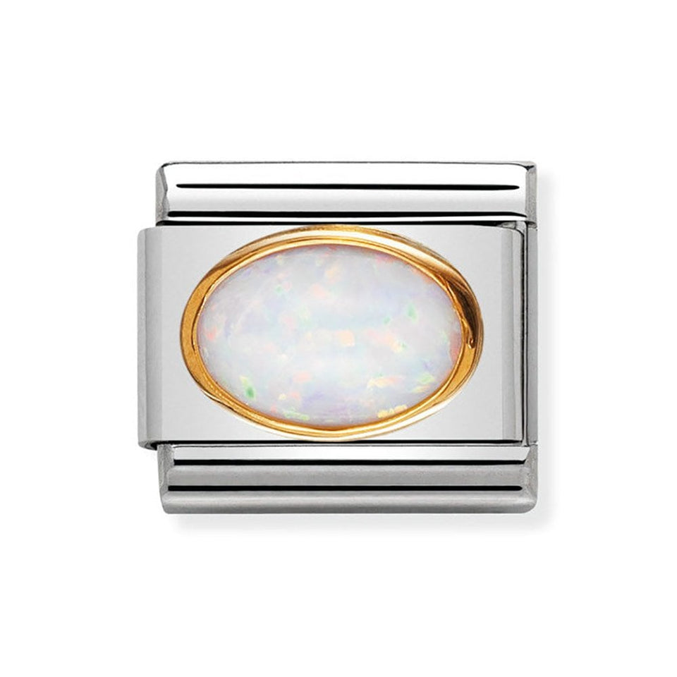 Nomination CLASSIC Gold Oval White Opal Charm