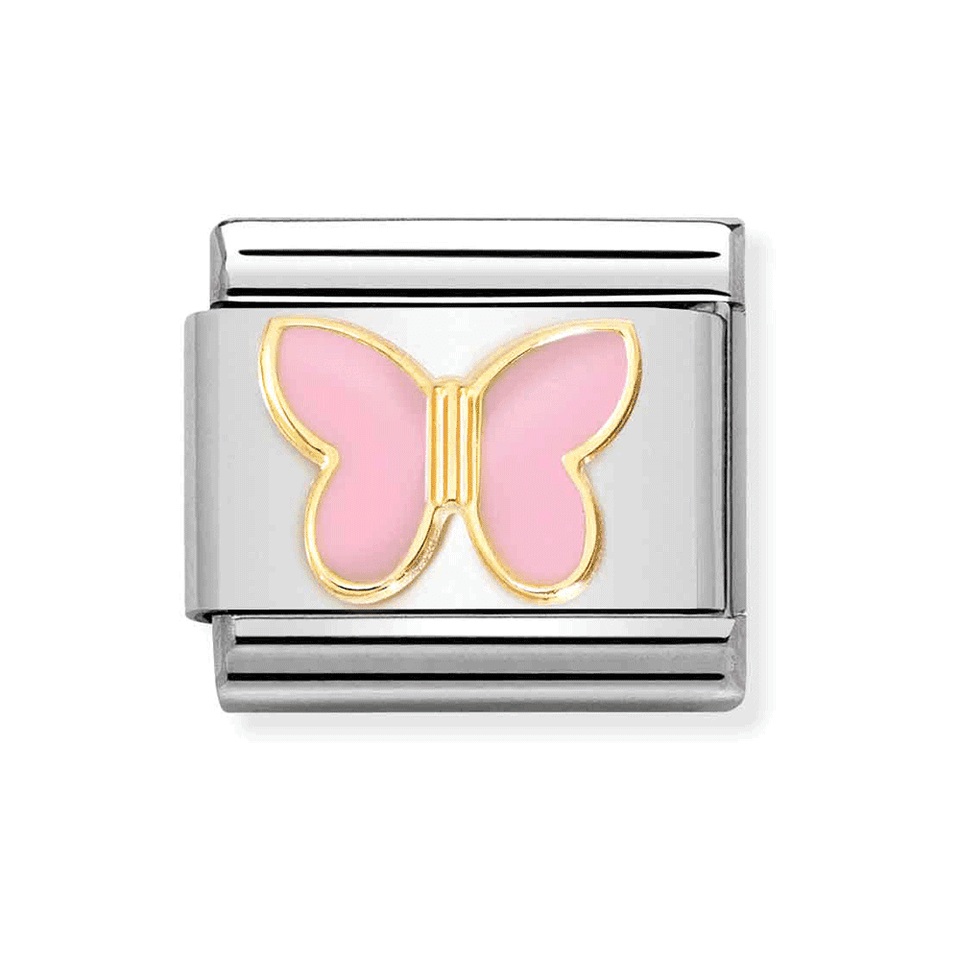 Nomination CLASSIC Gold Pink Butterfly Charm