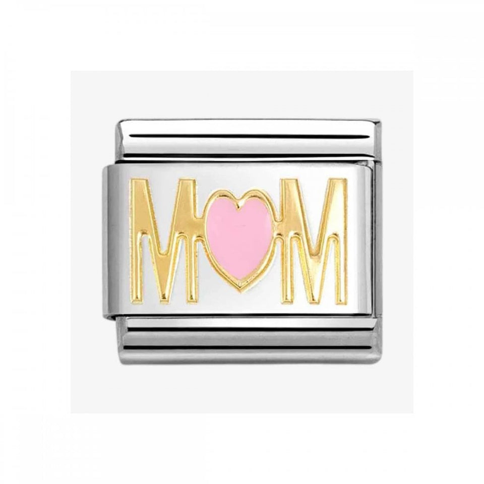 Nomination CLASSIC Gold Pink Mom Heart Charm