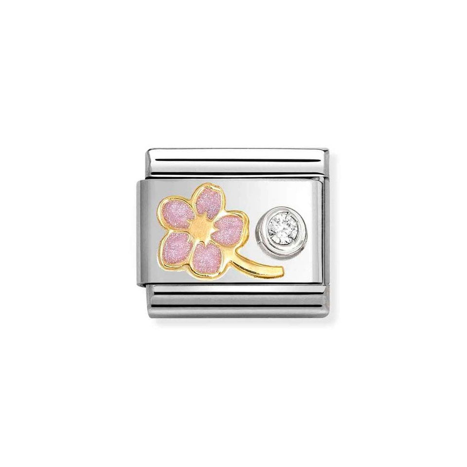 Nomination CLASSIC Gold Pink Myosotis Charm