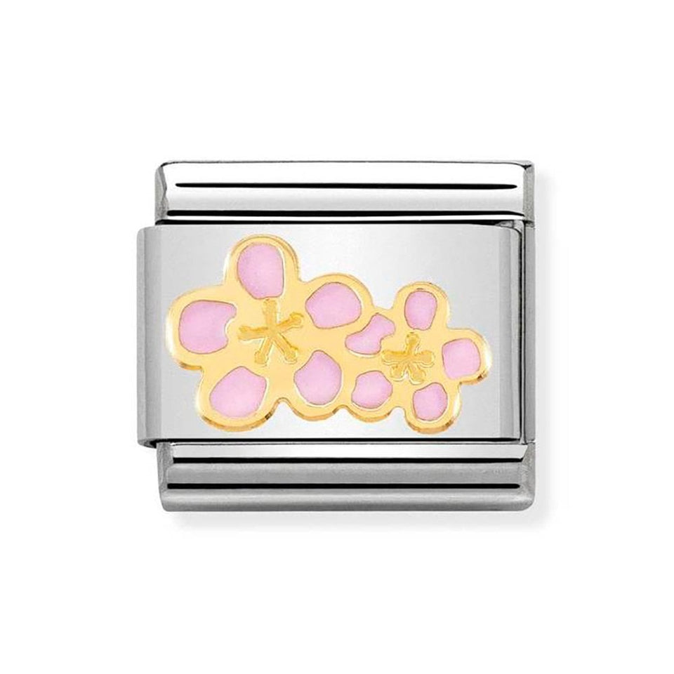 Nomination CLASSIC Gold Pink Peach Flowers Charm