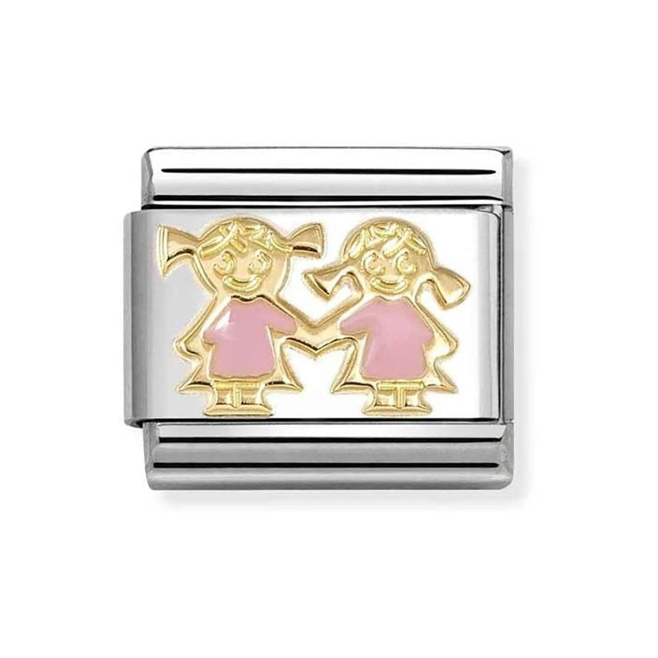 Nomination CLASSIC Gold Pink Sisters Charm