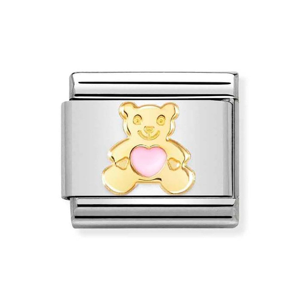Nomination CLASSIC Gold Pink Teddy Bear Charm