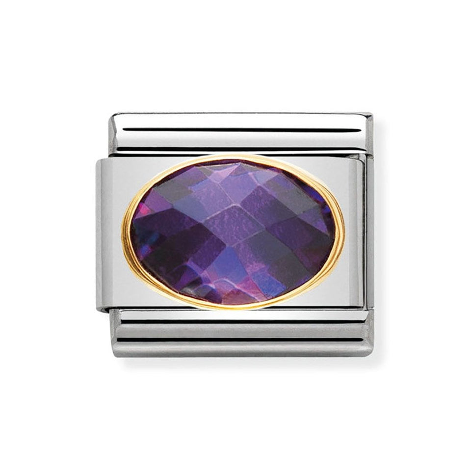 Nomination CLASSIC Gold Purple Oval Stone Set Charm