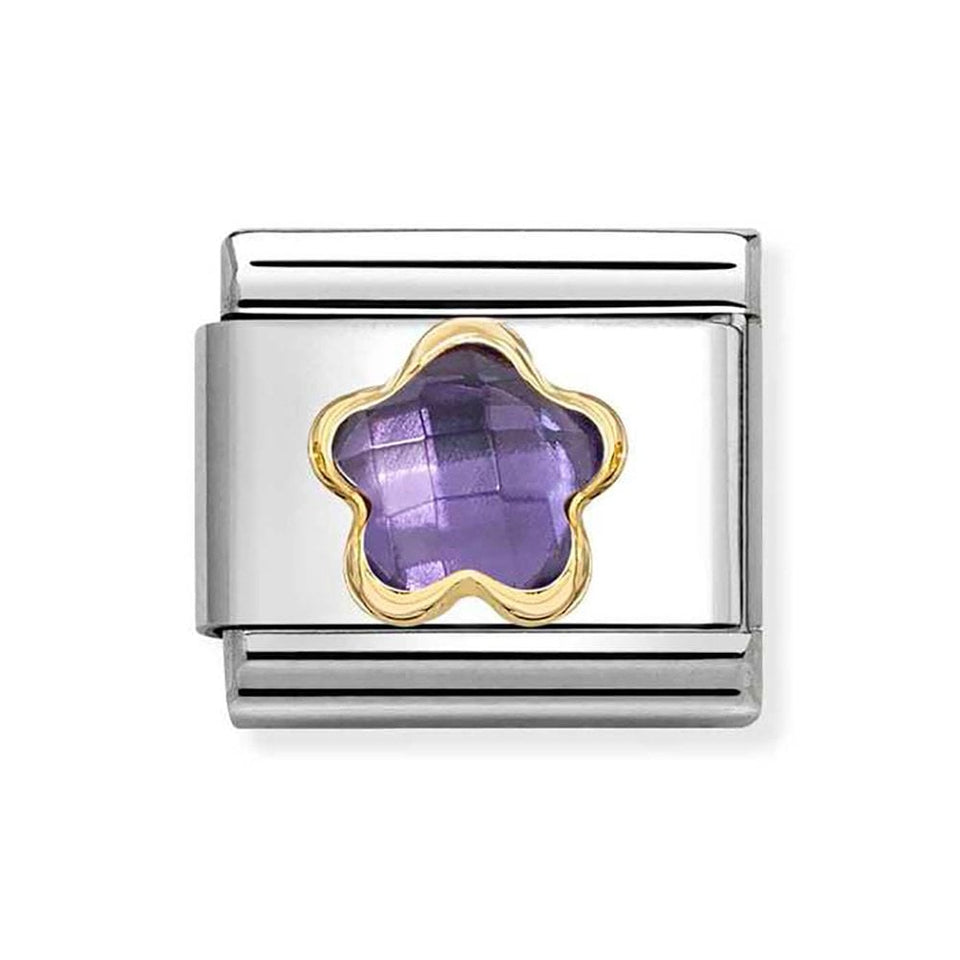 Nomination CLASSIC Gold Purple Stone Set Flower Charm
