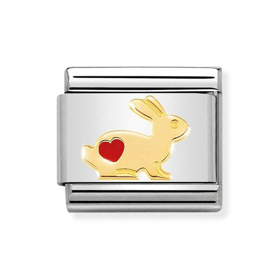 Nomination CLASSIC Gold Rabbit with Red Heart Charm