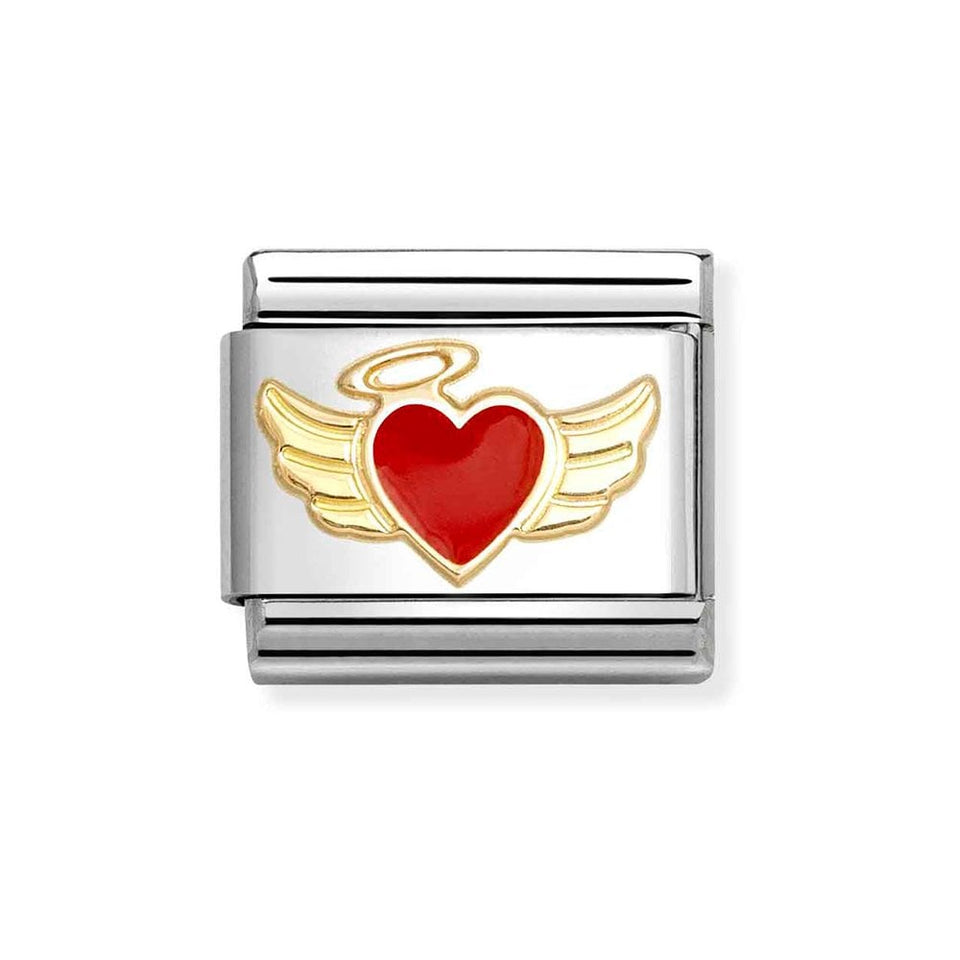 Nomination CLASSIC Gold Red Angel Heart Charm
