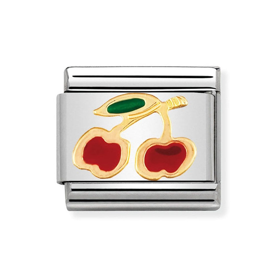 Nomination CLASSIC Gold Red Cherries Charm