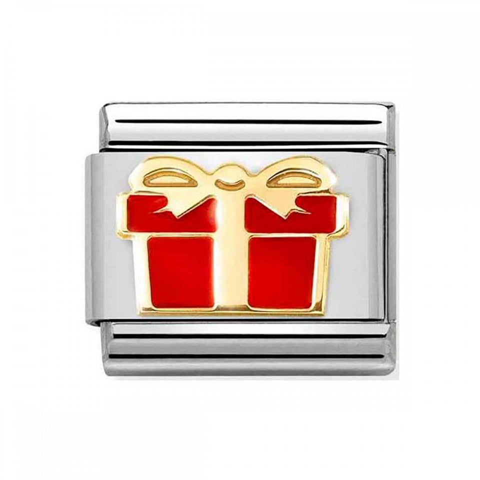 Nomination CLASSIC Gold Red Enamel Gift Box Charm