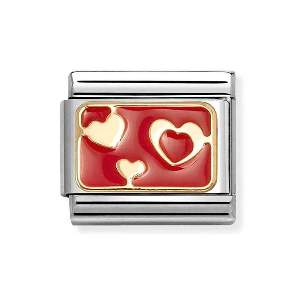 Nomination CLASSIC Gold Red Enamel Heart Plates Charm