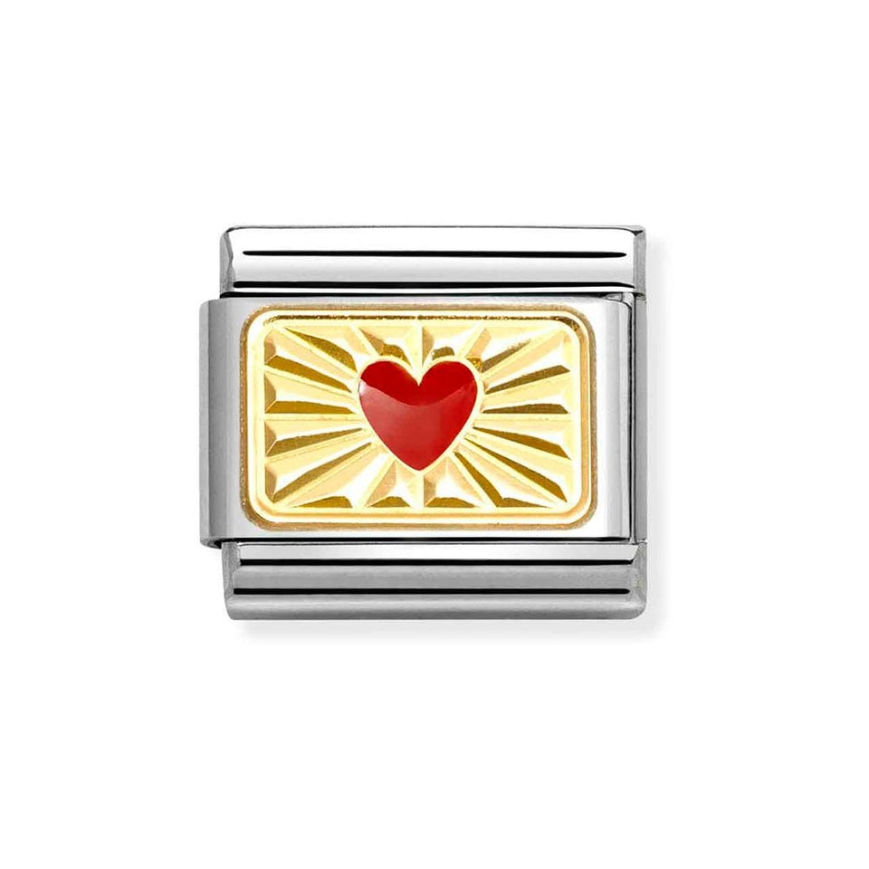 Nomination CLASSIC Gold Red Etched Heart Charm