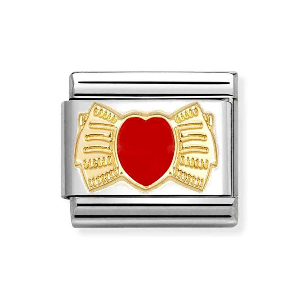 Nomination CLASSIC Gold Red Heart Bow Charm