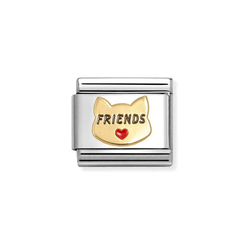 Nomination CLASSIC Gold Red Heart Cat Charm