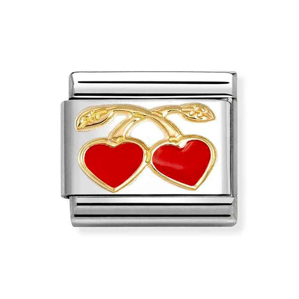 Nomination CLASSIC Gold Red Heart Cherries Charm