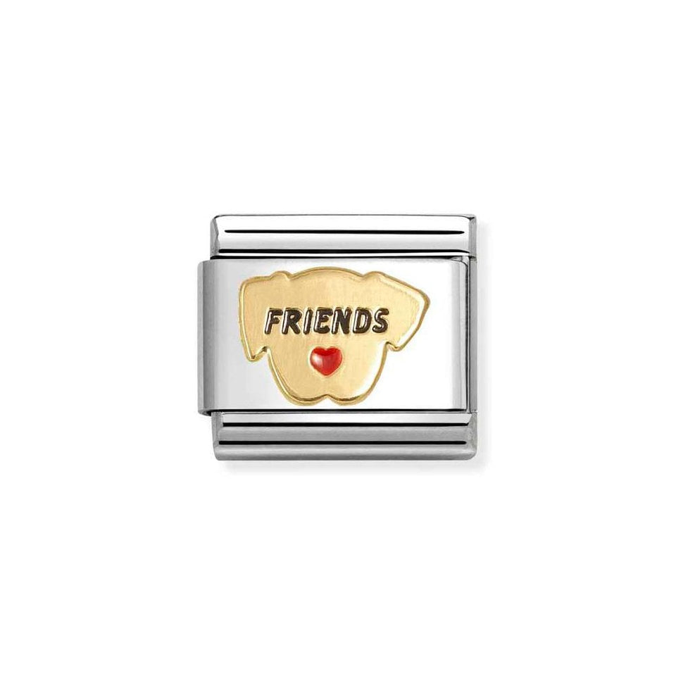 Nomination CLASSIC Gold Red Heart Dog Charm