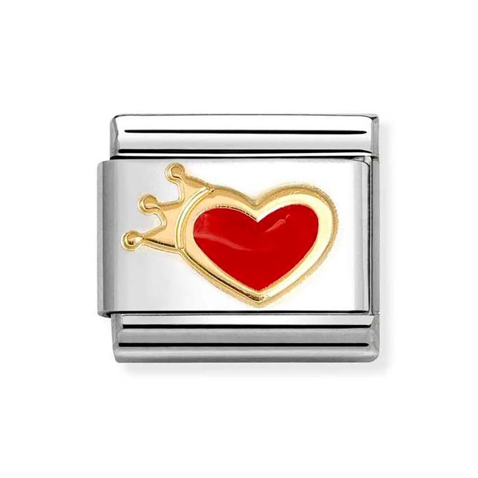 Nomination CLASSIC Gold Red Heart with Crown Charm