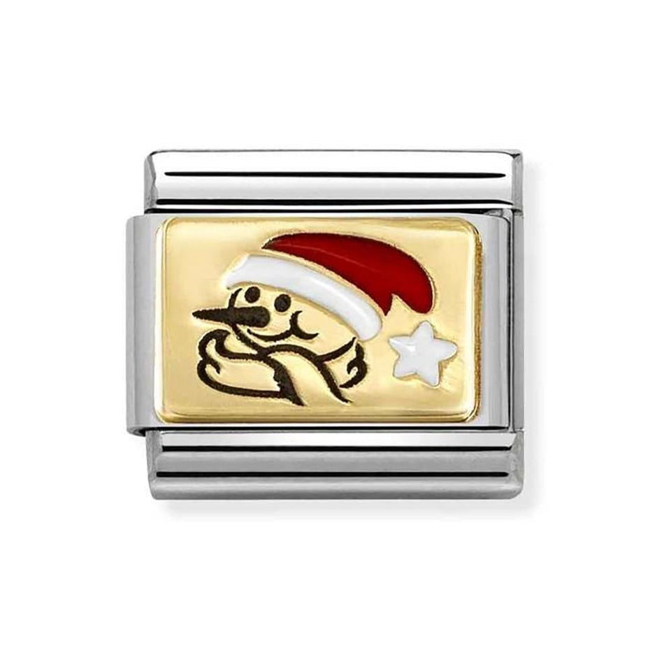 Nomination CLASSIC Gold Snowman with Santa Hat Charm