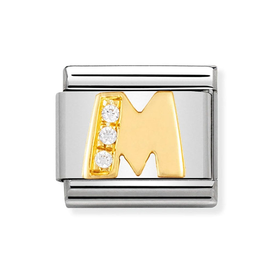 Nomination CLASSIC Gold Sparkly Letter 'M' Charm