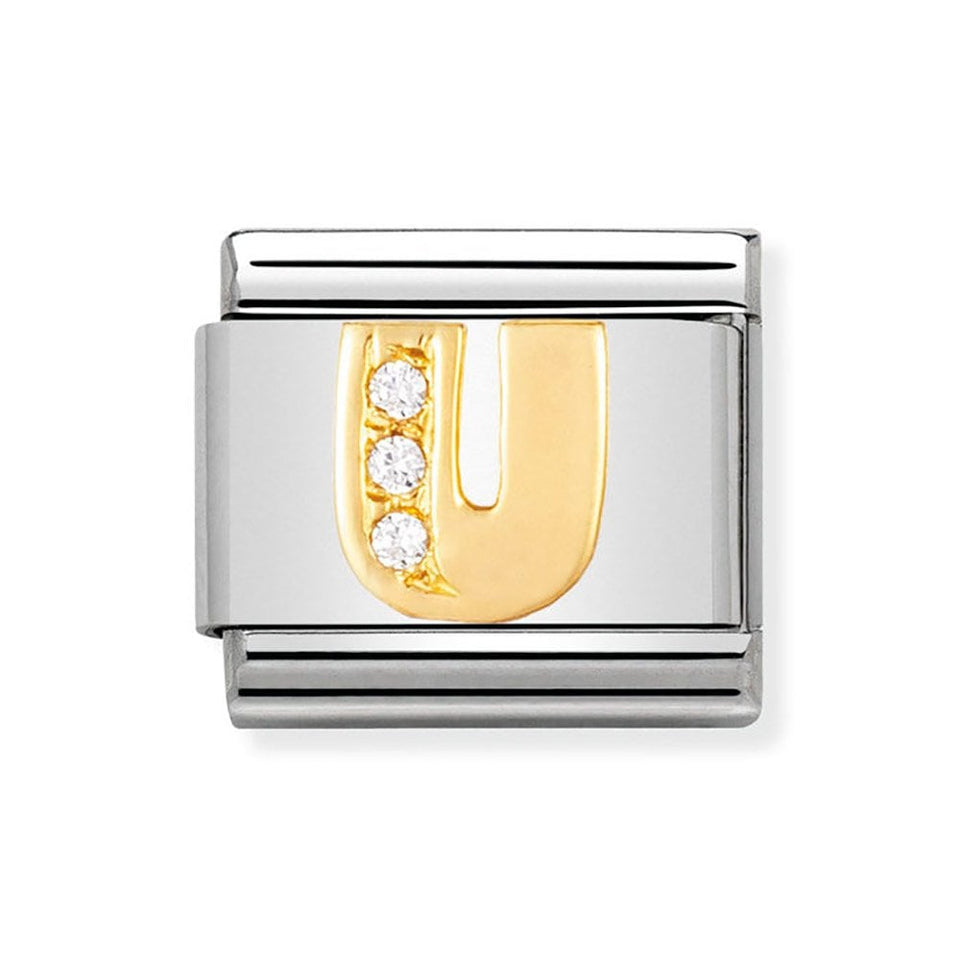 Nomination CLASSIC Gold Sparkly Letter 'U' Charm