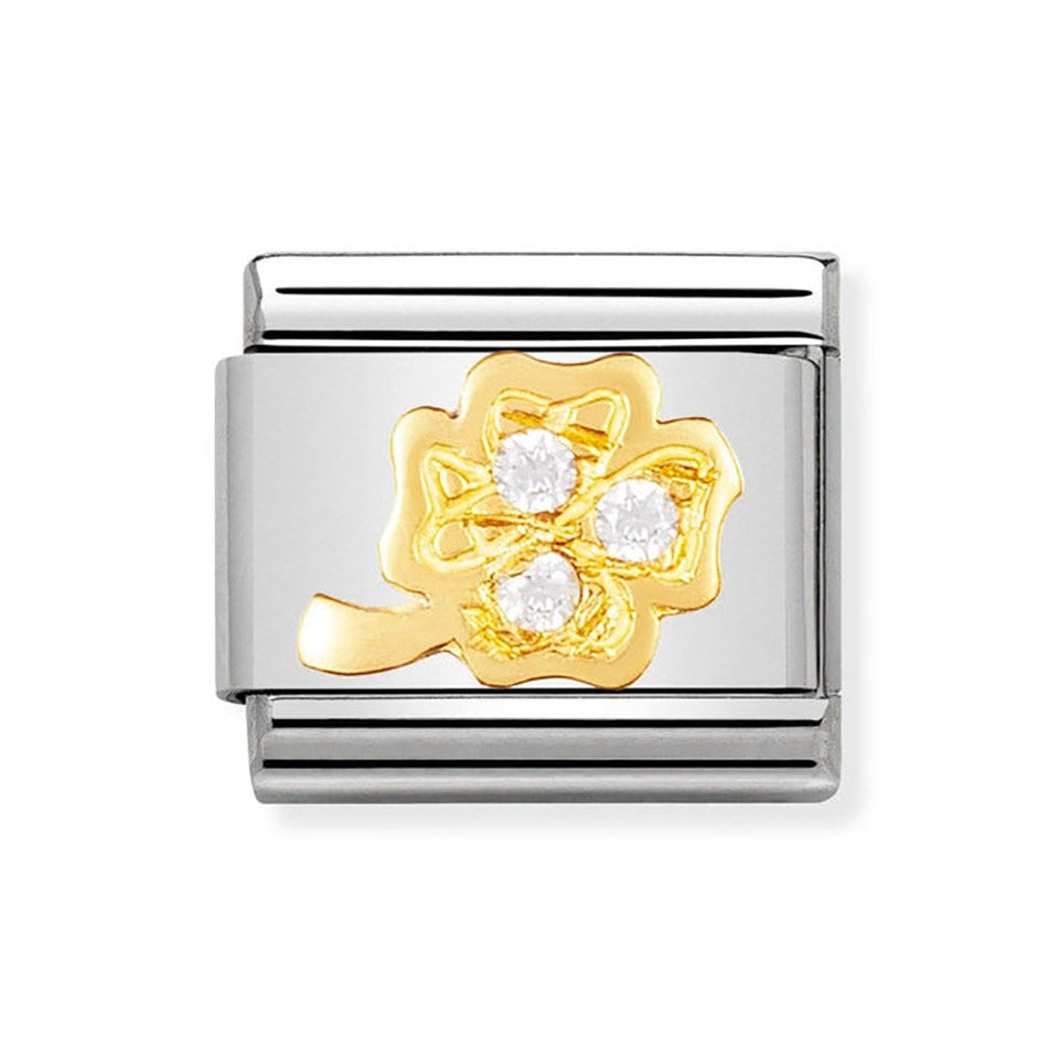Nomination CLASSIC Gold Stone Set Clover Charm