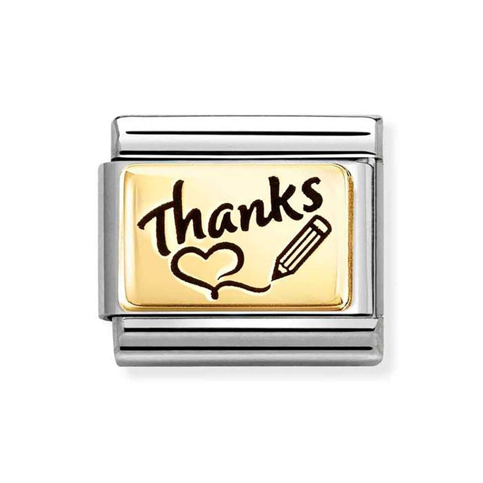 Nomination CLASSIC Gold 'Thanks' Heart Charm