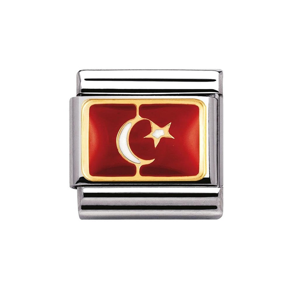 Nomination CLASSIC Gold Turkey Flag Charm