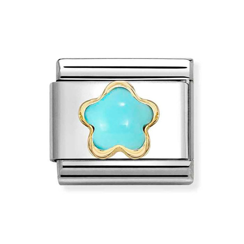 Nomination CLASSIC Gold Turquoise Flower Charm