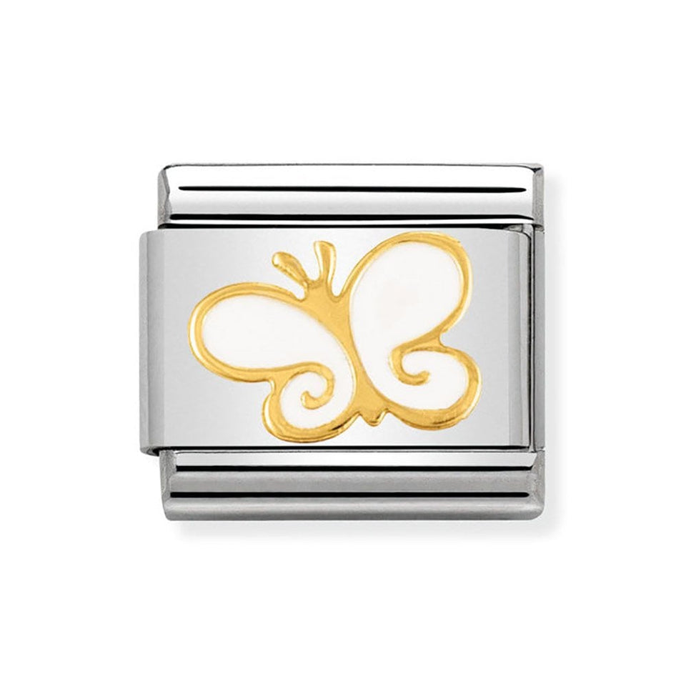 Nomination CLASSIC Gold White Enamel Butterfly Charm