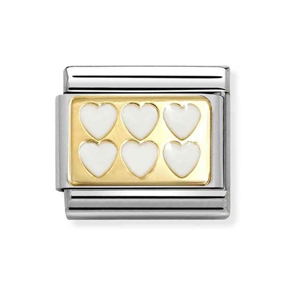 Nomination CLASSIC Gold White Hearts Charm