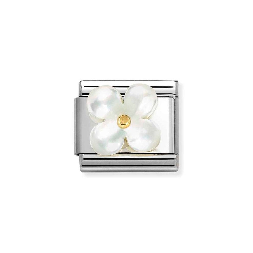 Nomination CLASSIC Gold White Mother of Pearl Flower Charm