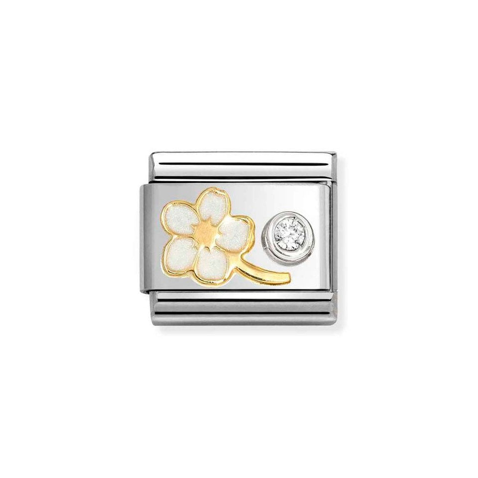 Nomination CLASSIC Gold White Myosotis Charm